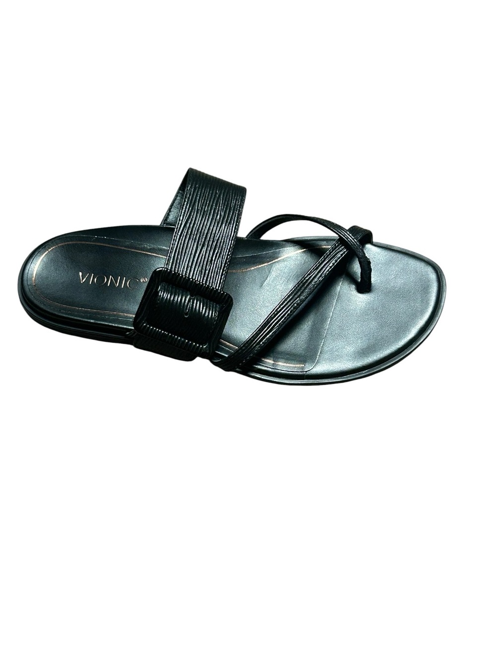 Vionic Julep Slide black Sandal comfort support dressy sandals shoes size 7